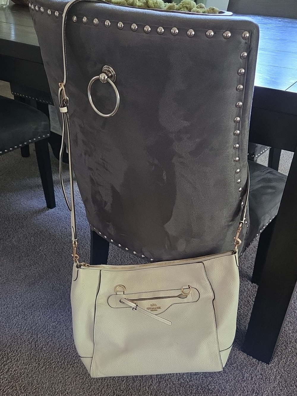 Coach Pebbled Leather Shoulder Bag in Cream